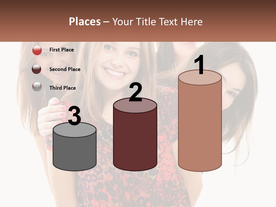 A Group Of Young Women Standing Next To Each Other PowerPoint Template