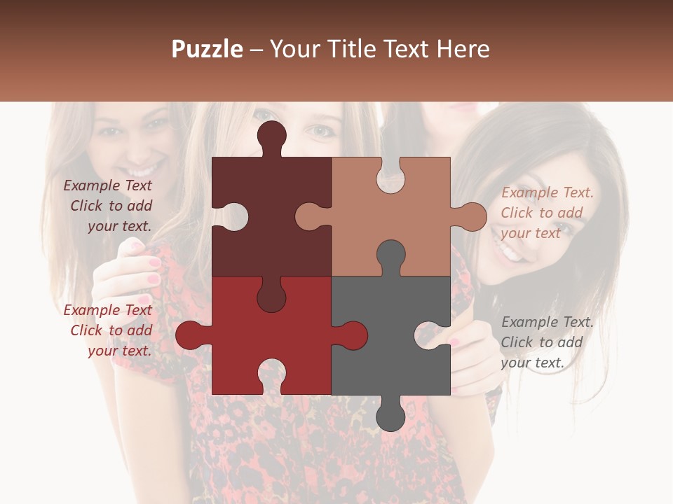A Group Of Young Women Standing Next To Each Other PowerPoint Template
