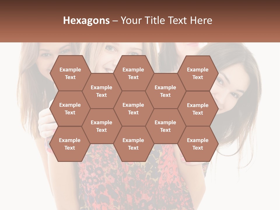 A Group Of Young Women Standing Next To Each Other PowerPoint Template