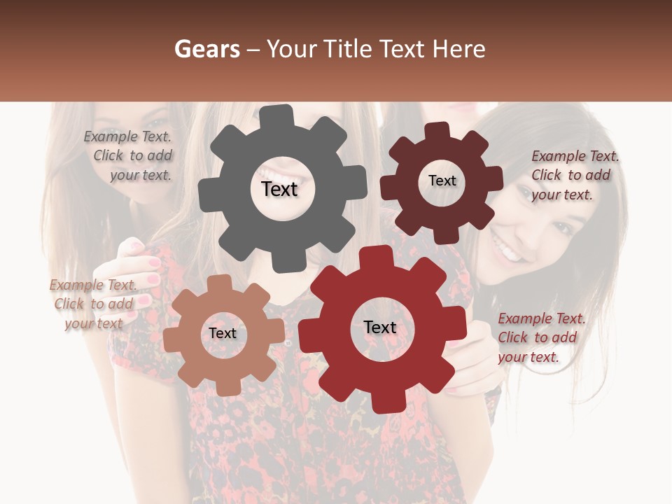 A Group Of Young Women Standing Next To Each Other PowerPoint Template