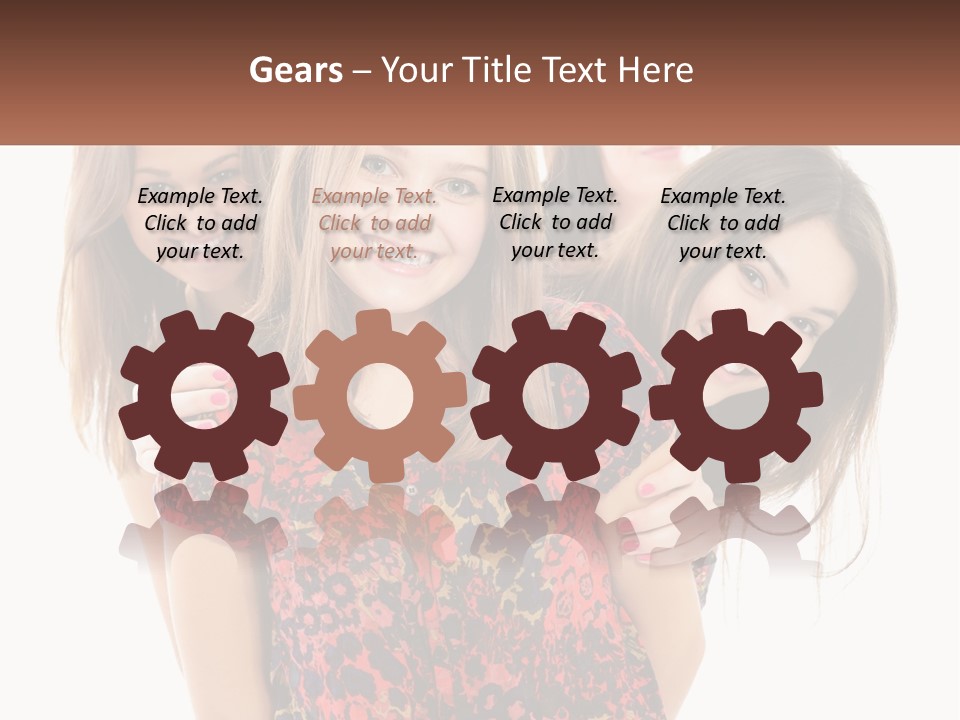 A Group Of Young Women Standing Next To Each Other PowerPoint Template