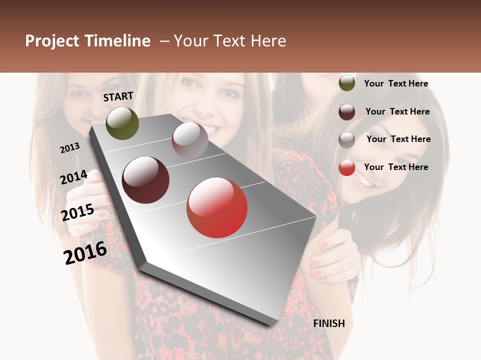 A Group Of Young Women Standing Next To Each Other PowerPoint Template