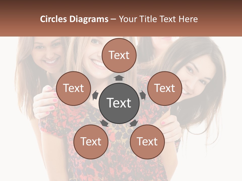 A Group Of Young Women Standing Next To Each Other PowerPoint Template