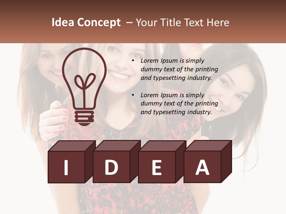 A Group Of Young Women Standing Next To Each Other PowerPoint Template