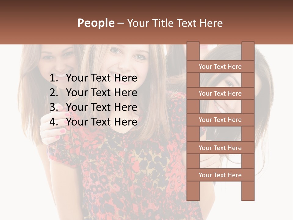 A Group Of Young Women Standing Next To Each Other PowerPoint Template