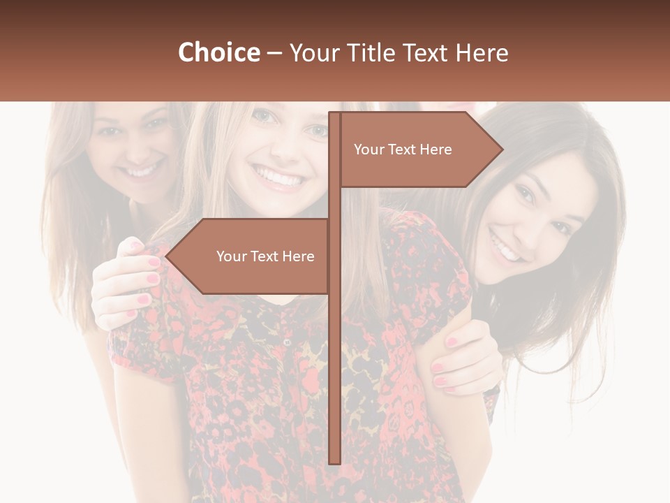 A Group Of Young Women Standing Next To Each Other PowerPoint Template
