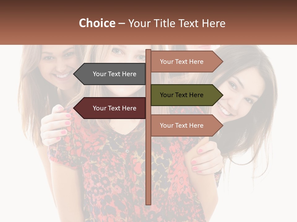A Group Of Young Women Standing Next To Each Other PowerPoint Template