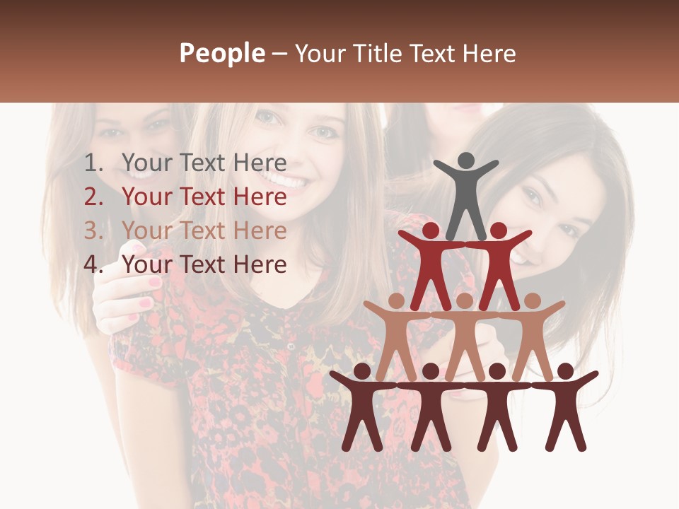 A Group Of Young Women Standing Next To Each Other PowerPoint Template