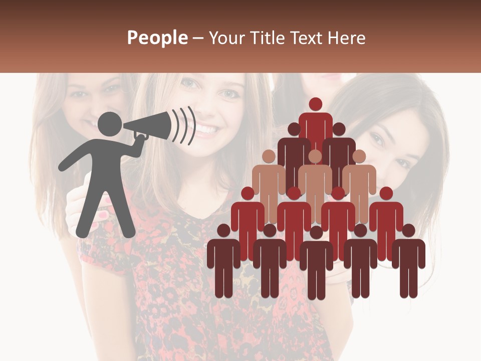 A Group Of Young Women Standing Next To Each Other PowerPoint Template