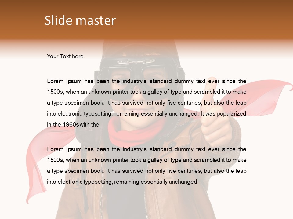 A Young Boy Wearing A Leather Jacket And Goggles Giving A Thumbs Up PowerPoint Template