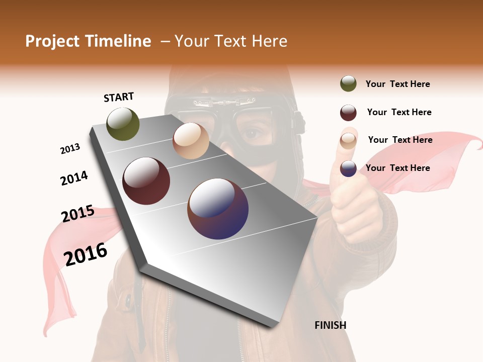 A Young Boy Wearing A Leather Jacket And Goggles Giving A Thumbs Up PowerPoint Template