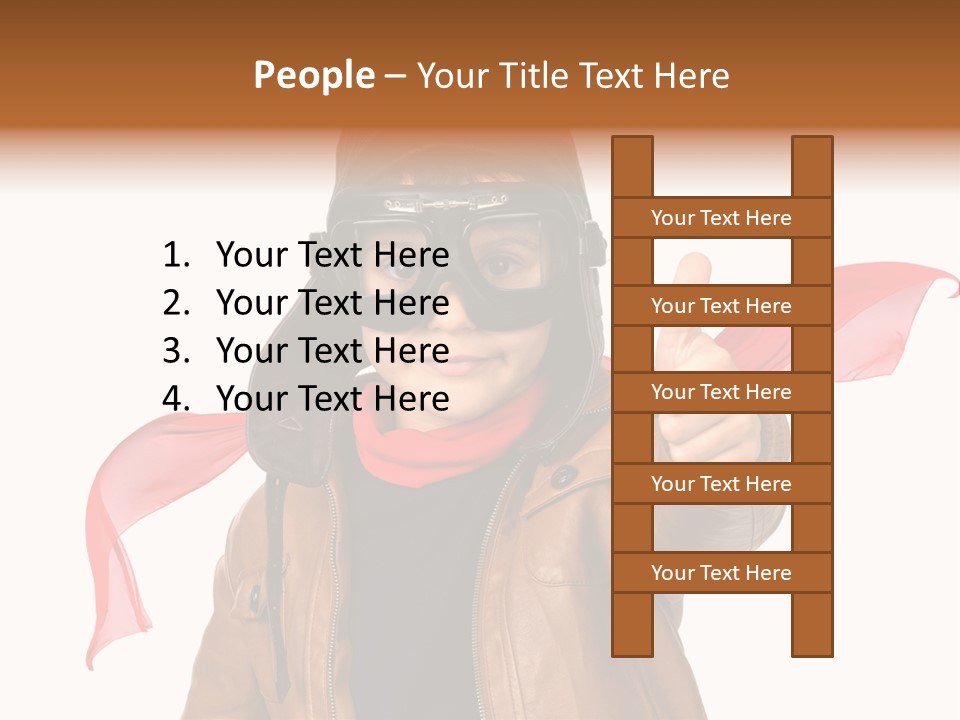 A Young Boy Wearing A Leather Jacket And Goggles Giving A Thumbs Up PowerPoint Template