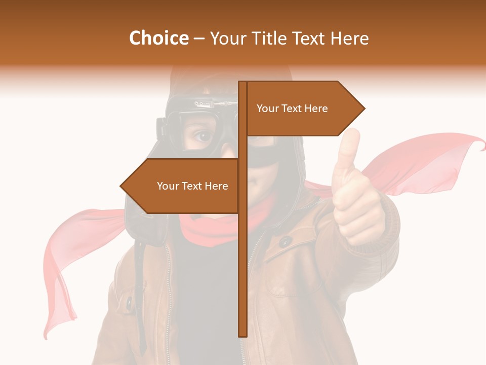 A Young Boy Wearing A Leather Jacket And Goggles Giving A Thumbs Up PowerPoint Template