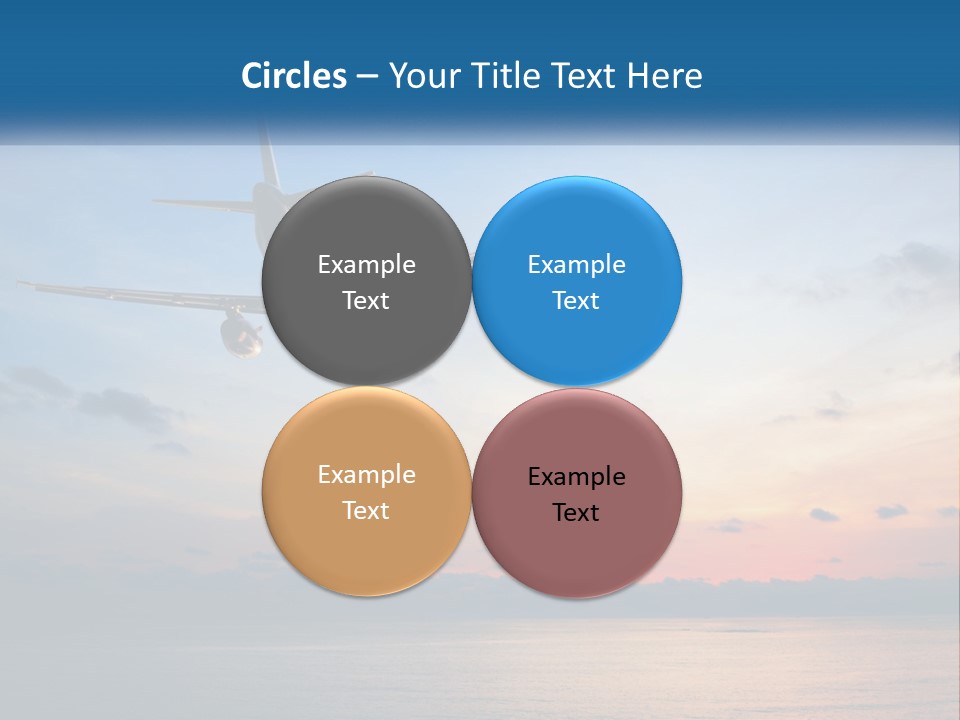 An Airplane Flying Over The Ocean At Sunset PowerPoint Template