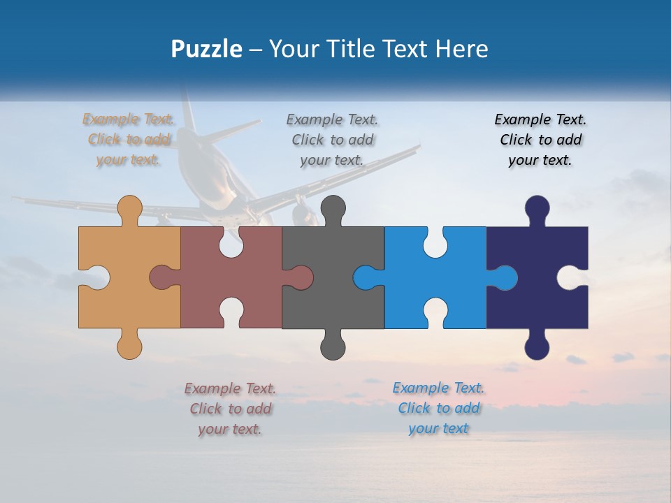 An Airplane Flying Over The Ocean At Sunset PowerPoint Template
