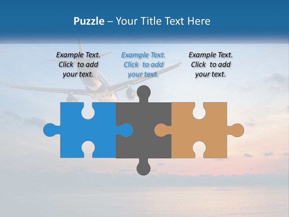 An Airplane Flying Over The Ocean At Sunset PowerPoint Template