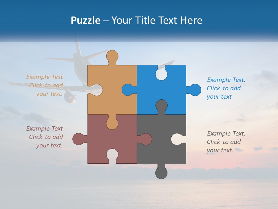 An Airplane Flying Over The Ocean At Sunset PowerPoint Template