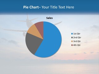 An Airplane Flying Over The Ocean At Sunset PowerPoint Template