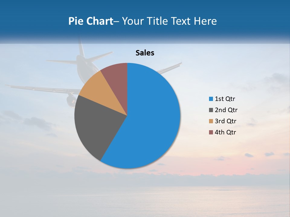 An Airplane Flying Over The Ocean At Sunset PowerPoint Template