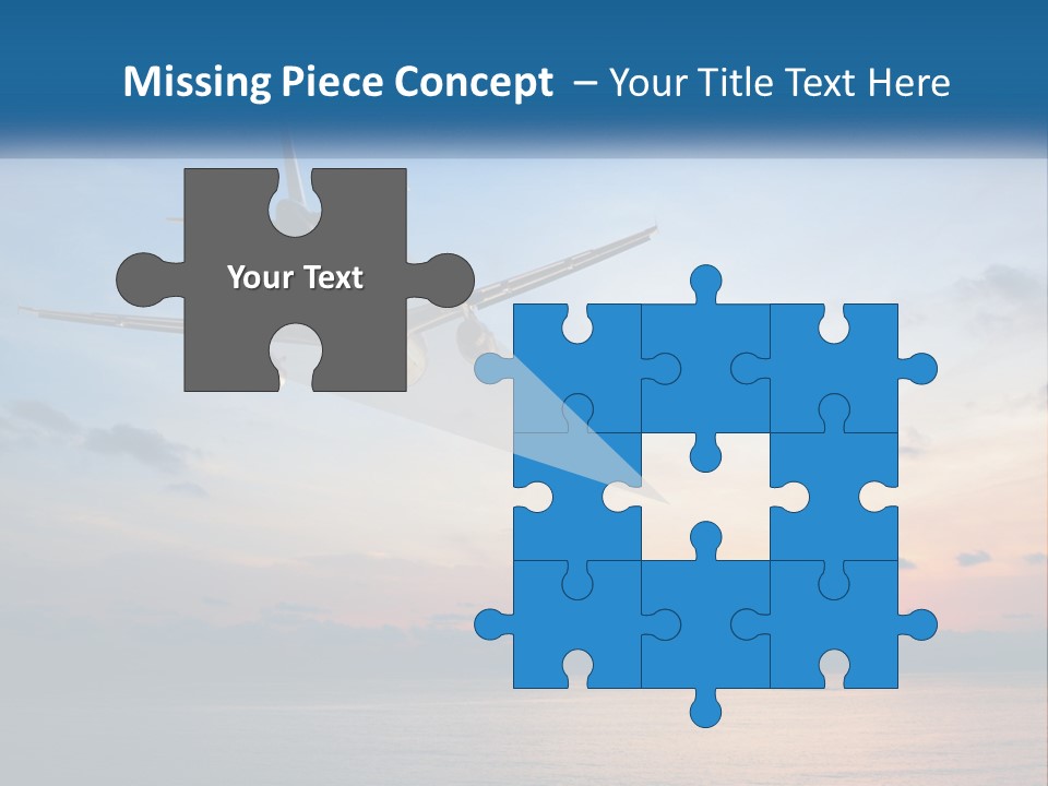 An Airplane Flying Over The Ocean At Sunset PowerPoint Template