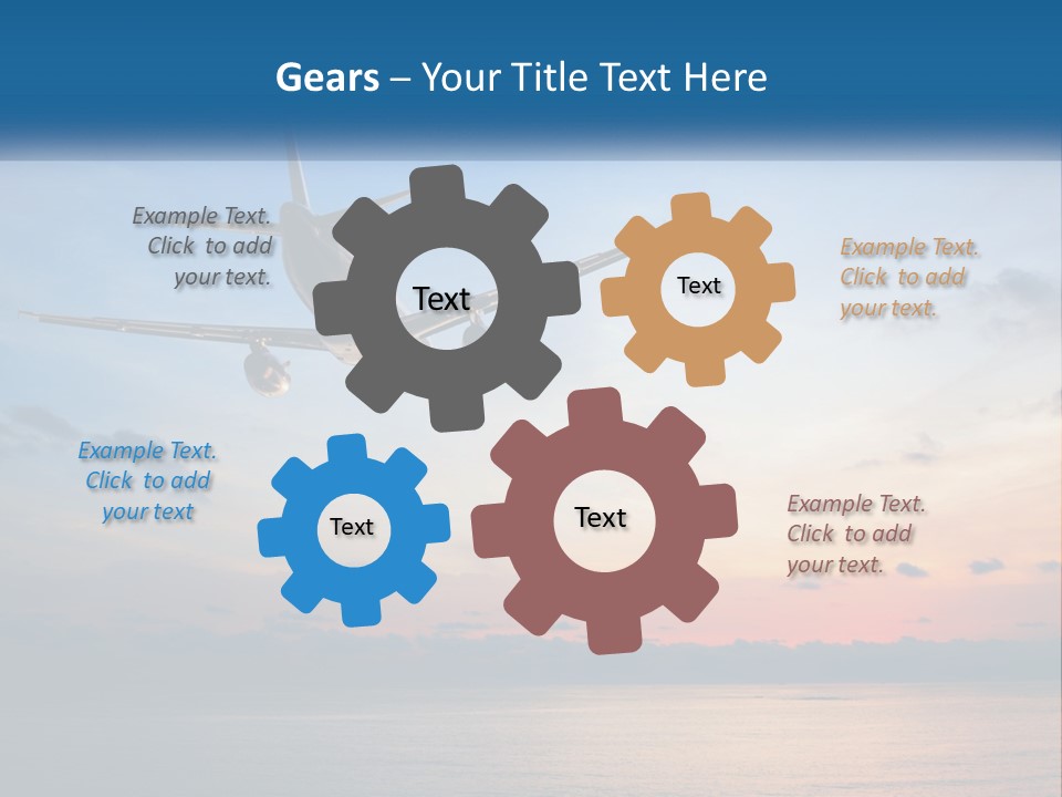 An Airplane Flying Over The Ocean At Sunset PowerPoint Template