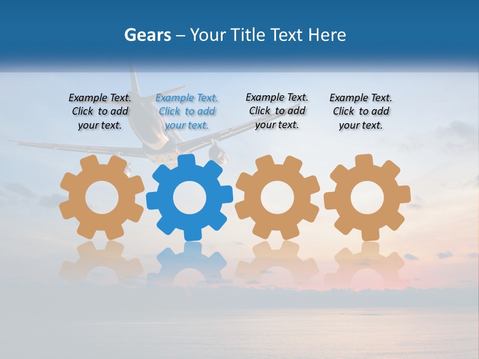 An Airplane Flying Over The Ocean At Sunset PowerPoint Template