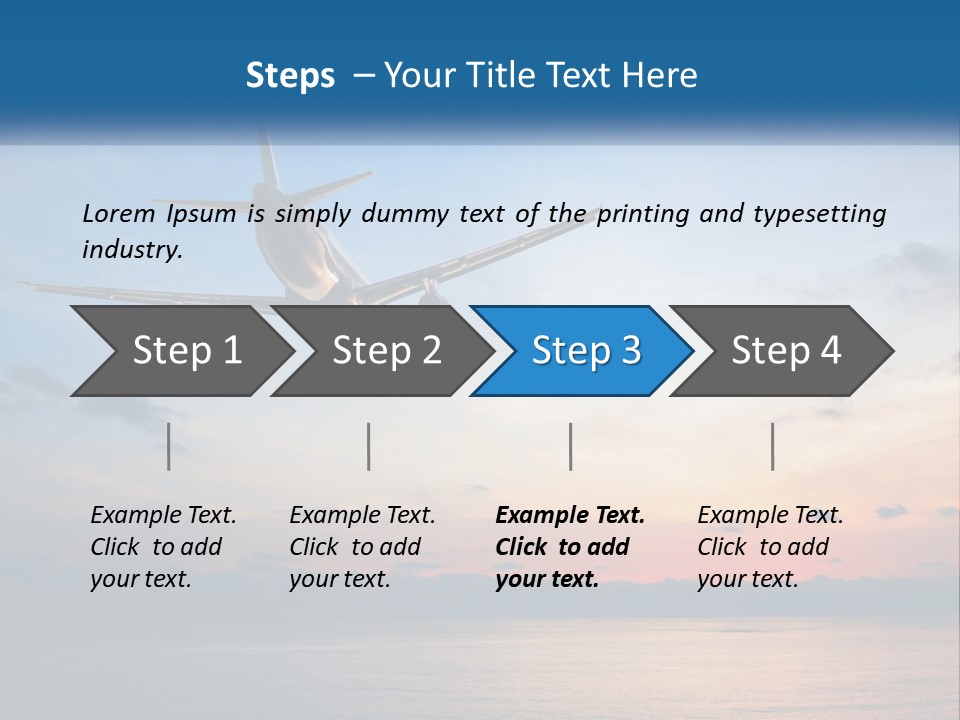 An Airplane Flying Over The Ocean At Sunset PowerPoint Template
