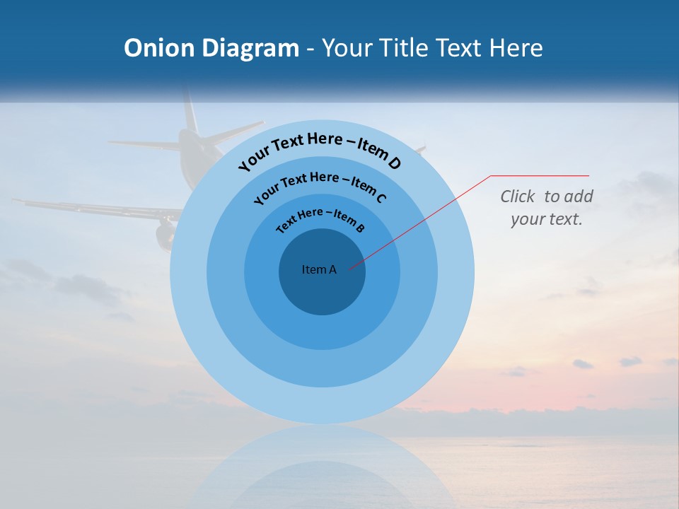 An Airplane Flying Over The Ocean At Sunset PowerPoint Template