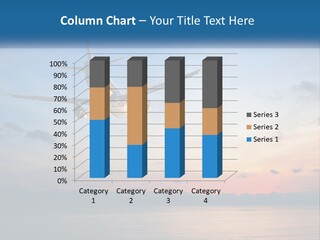 An Airplane Flying Over The Ocean At Sunset PowerPoint Template
