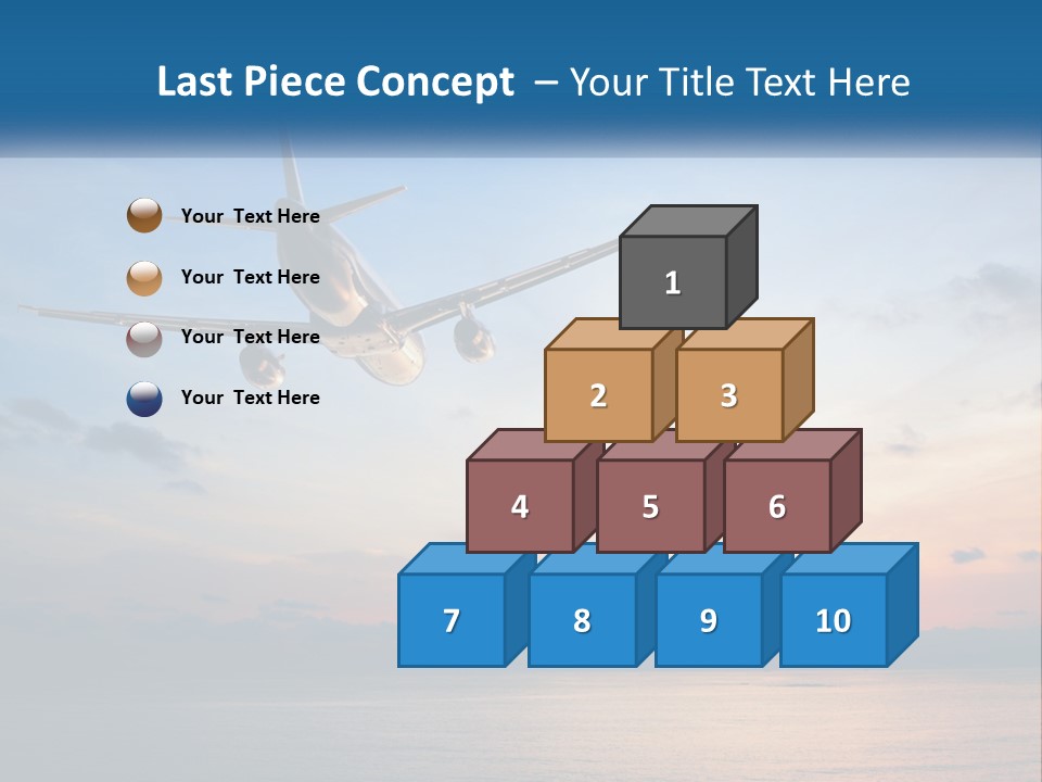 An Airplane Flying Over The Ocean At Sunset PowerPoint Template