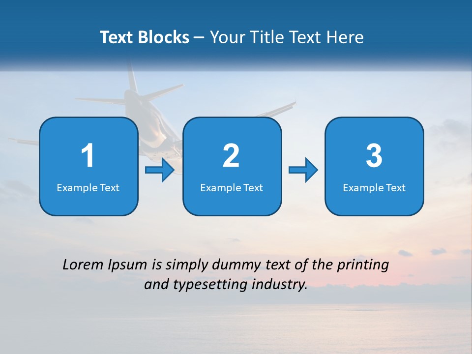 An Airplane Flying Over The Ocean At Sunset PowerPoint Template