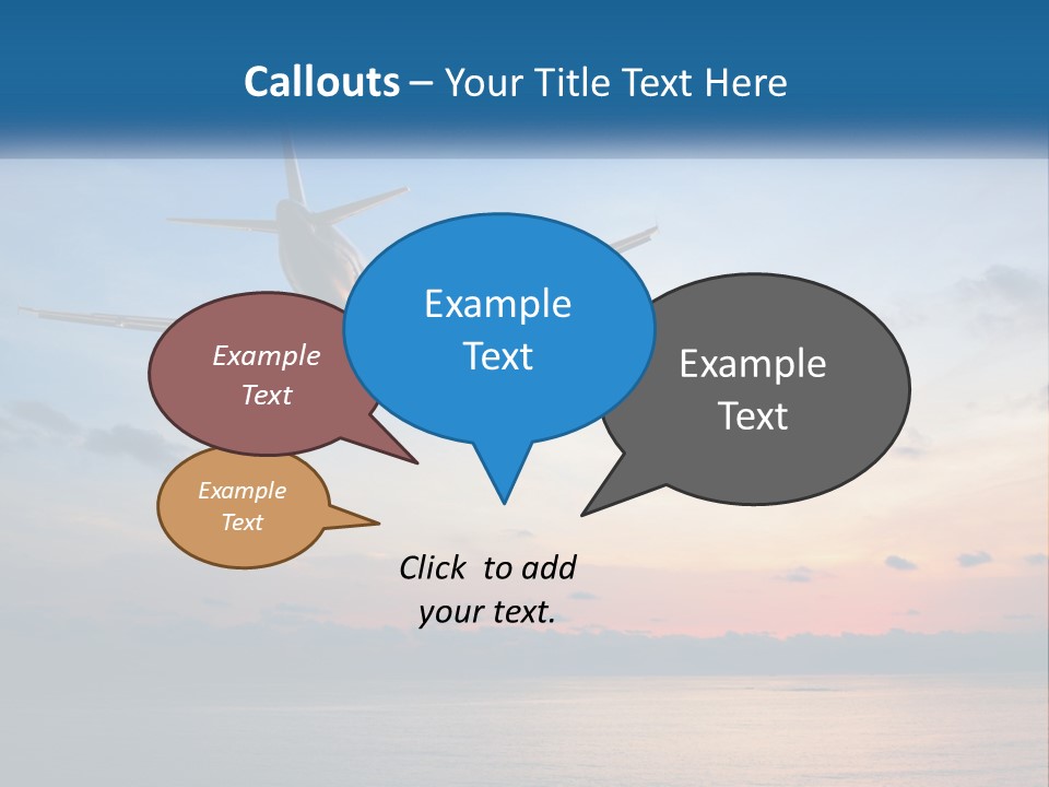 An Airplane Flying Over The Ocean At Sunset PowerPoint Template