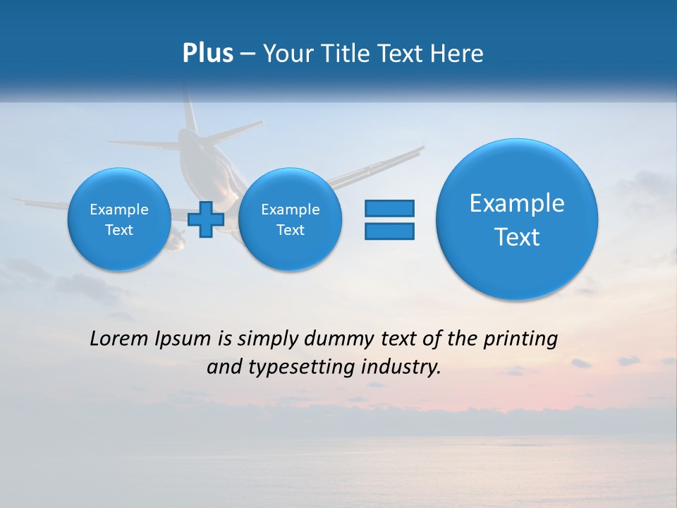 An Airplane Flying Over The Ocean At Sunset PowerPoint Template