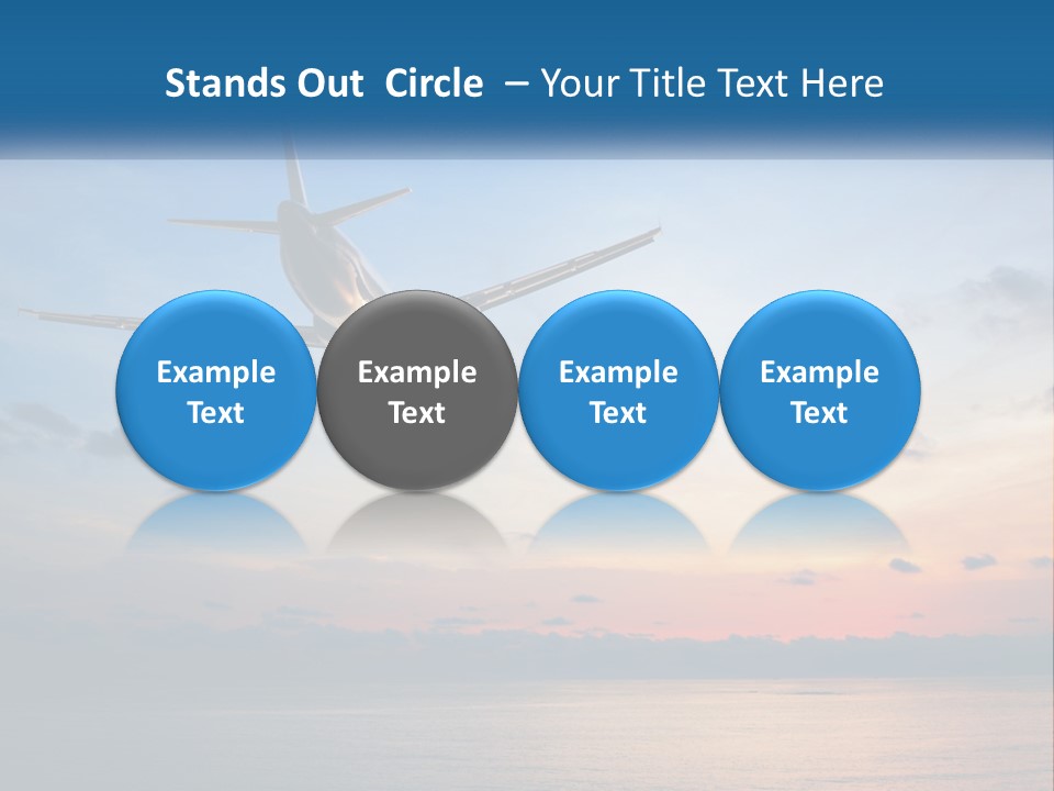 An Airplane Flying Over The Ocean At Sunset PowerPoint Template