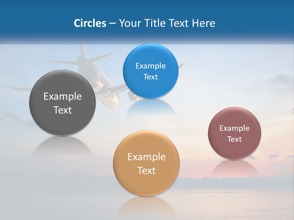 An Airplane Flying Over The Ocean At Sunset PowerPoint Template