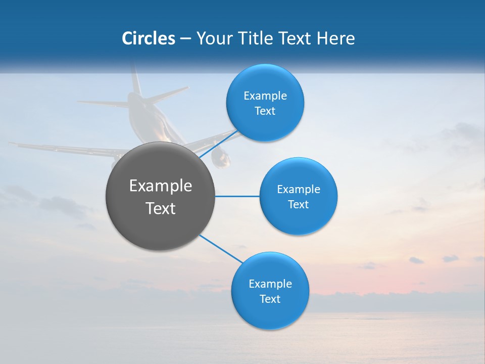 An Airplane Flying Over The Ocean At Sunset PowerPoint Template