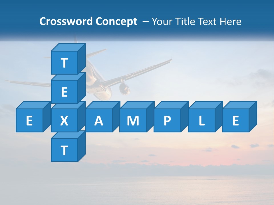 An Airplane Flying Over The Ocean At Sunset PowerPoint Template