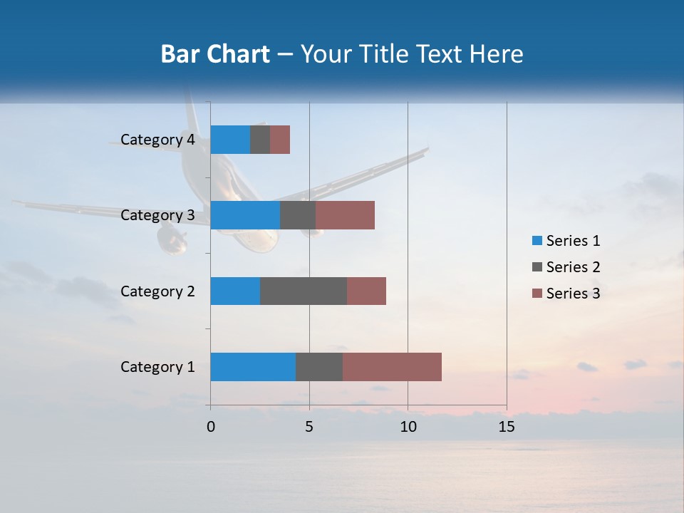 An Airplane Flying Over The Ocean At Sunset PowerPoint Template