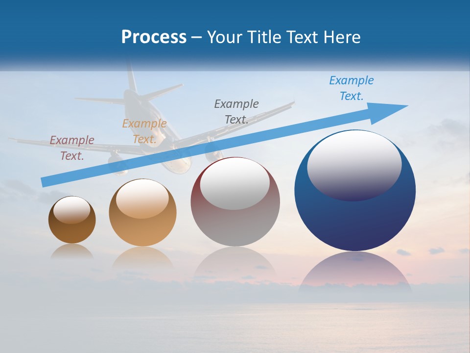 An Airplane Flying Over The Ocean At Sunset PowerPoint Template
