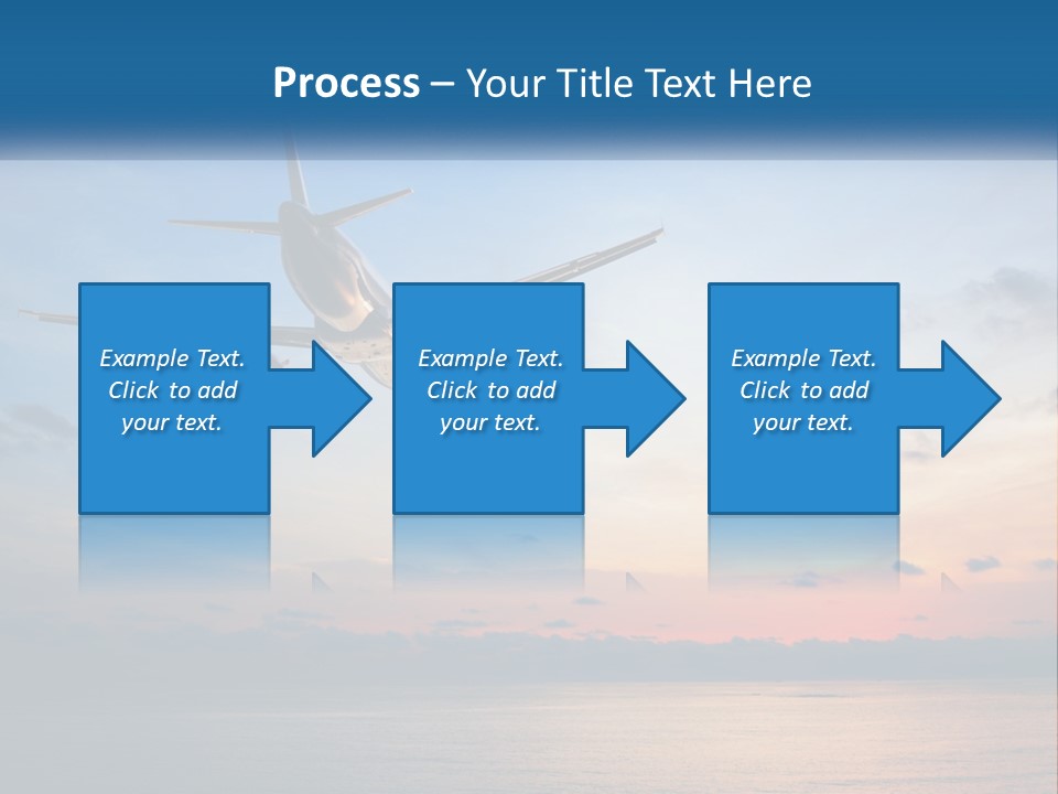 An Airplane Flying Over The Ocean At Sunset PowerPoint Template