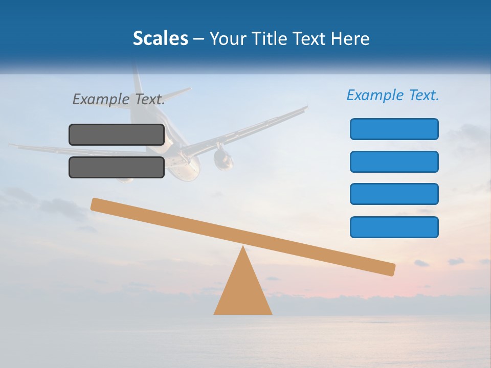 An Airplane Flying Over The Ocean At Sunset PowerPoint Template