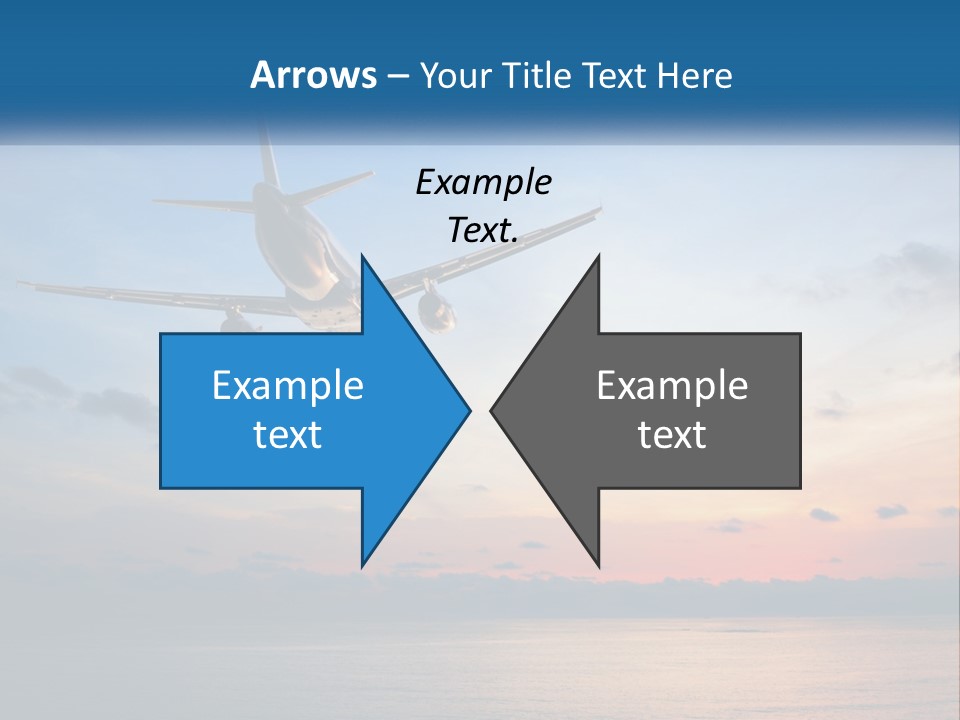 An Airplane Flying Over The Ocean At Sunset PowerPoint Template