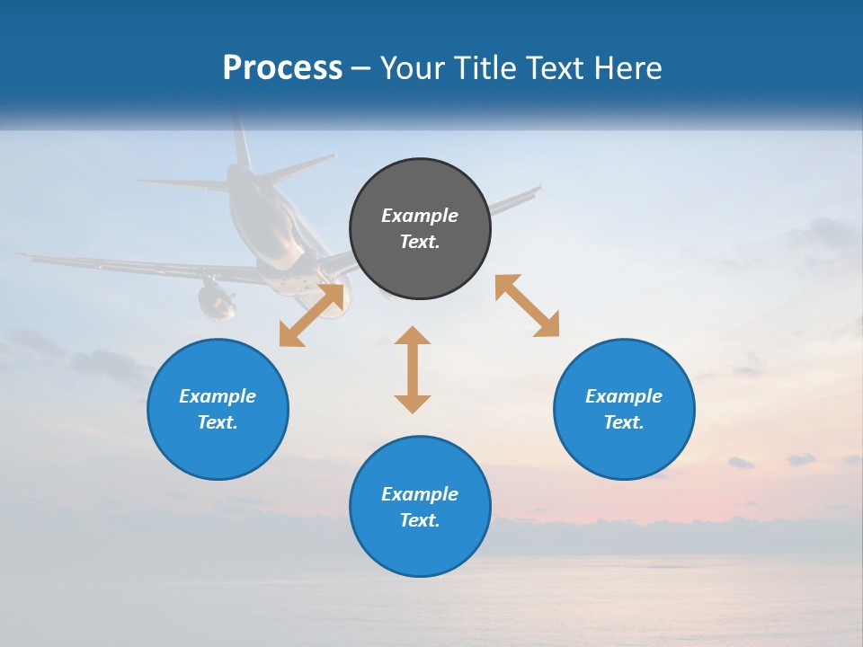 An Airplane Flying Over The Ocean At Sunset PowerPoint Template