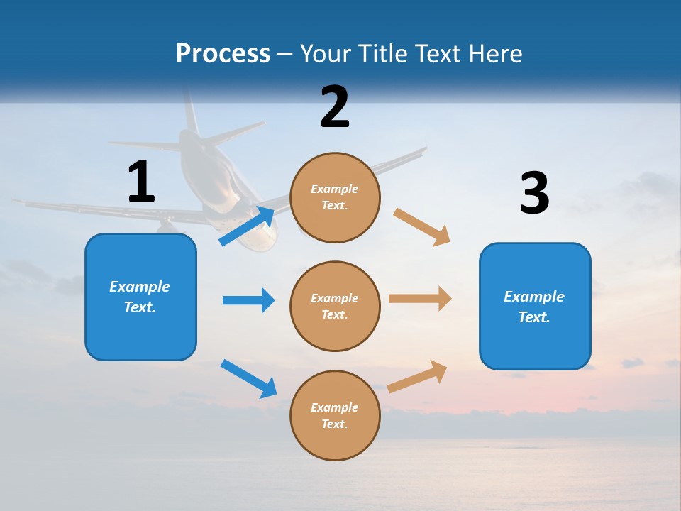 An Airplane Flying Over The Ocean At Sunset PowerPoint Template