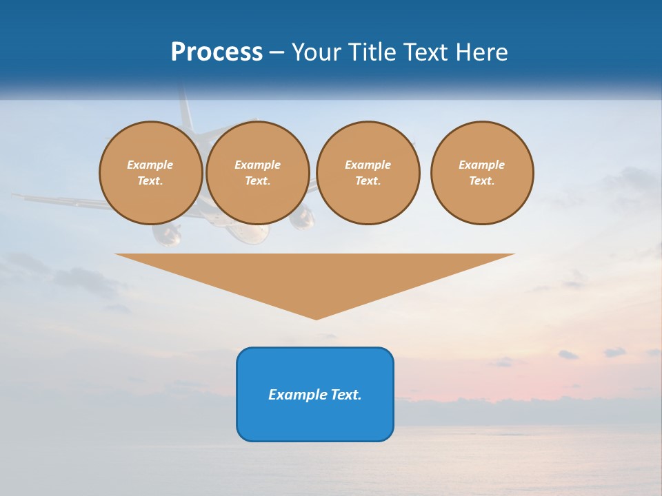 An Airplane Flying Over The Ocean At Sunset PowerPoint Template