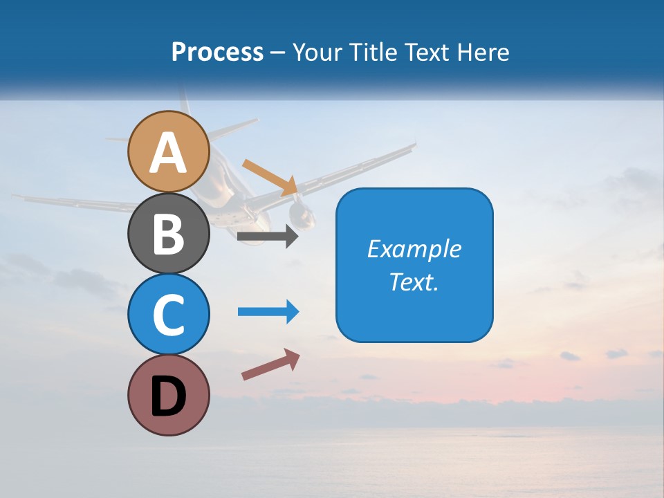 An Airplane Flying Over The Ocean At Sunset PowerPoint Template