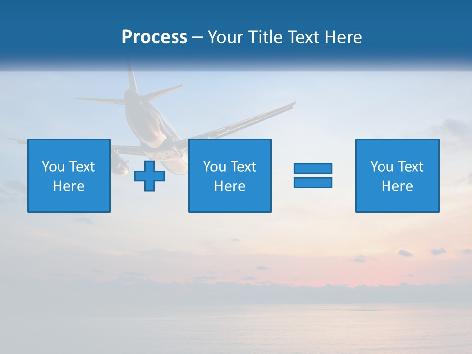 An Airplane Flying Over The Ocean At Sunset PowerPoint Template