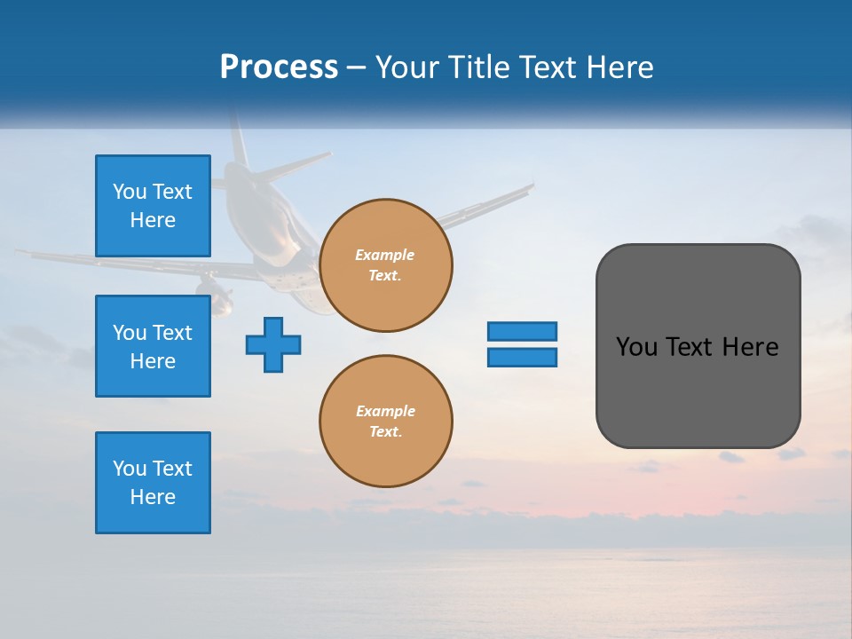 An Airplane Flying Over The Ocean At Sunset PowerPoint Template