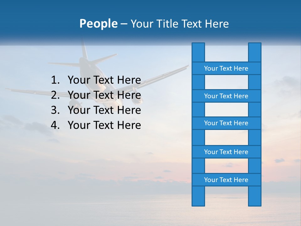 An Airplane Flying Over The Ocean At Sunset PowerPoint Template