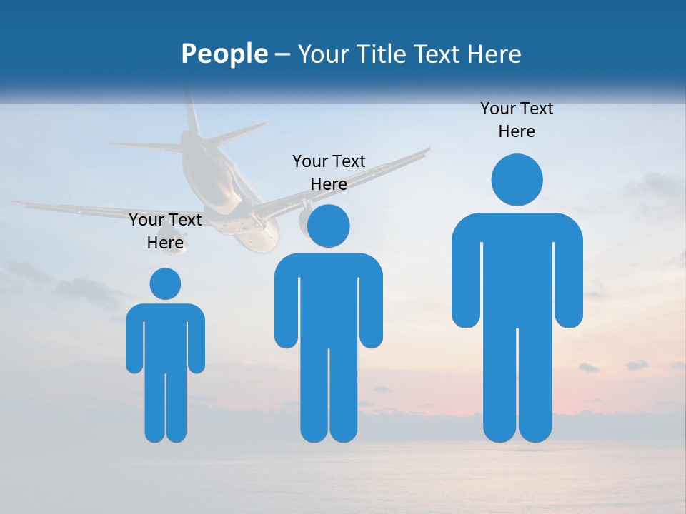 An Airplane Flying Over The Ocean At Sunset PowerPoint Template